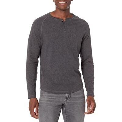 Amazon Essentials Herren Langärmeliges Henley-Shirt, Charcoal Heather, M Amazon Essentials Herren Langärmeliges Henley-Shirt, Charcoal Heather, M