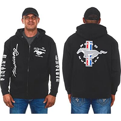 JH DESIGN GROUP Jh Design Herren Ford Mustang Hoodies in 5 Stilen Pullover & Full Zip Up, Clg2-Schwarz, Large JH DESIGN GROUP Jh Design Herren Ford Mustang Hoodies in 5 Stilen Pullover & Full Zip Up, Clg2-Schwarz, Large