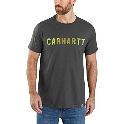 Carhartt Force Relaxed Fit Mittelschweres Kurzarm-T-Shirt mit Blocklogo-Grafik für Herren, Grau, M Carhartt Force Relaxed Fit Mittelschweres Kurzarm-T-Shirt mit Blocklogo-Grafik für Herren, Grau, M