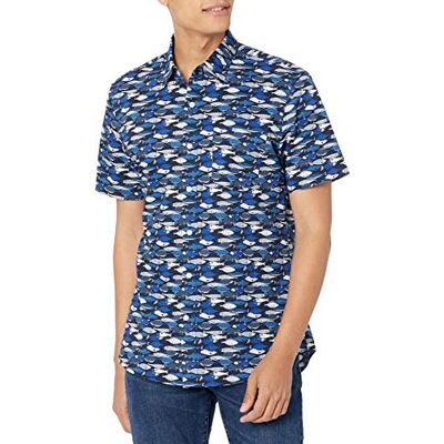 Amazon Essentials Herren Regular Fit Sommerhemd 100% Baumwolle mit Kurzarm, Aufdruck Amazon Essentials Herren Regular Fit Sommerhemd 100% Baumwolle mit Kurzarm, Aufdruck