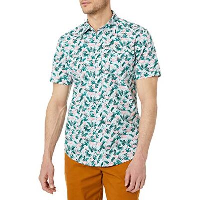 Amazon Essentials Herren Regular Fit Sommerhemd 100% Baumwolle mit Kurzarm, Aufdruck Amazon Essentials Herren Regular Fit Sommerhemd 100% Baumwolle mit Kurzarm, Aufdruck