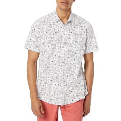 Amazon Essentials Herren Regular Fit Sommerhemd 100% Baumwolle mit Kurzarm, Aufdruck Amazon Essentials Herren Regular Fit Sommerhemd 100% Baumwolle mit Kurzarm, Aufdruck