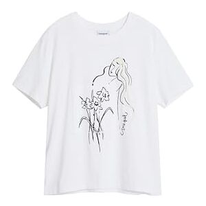 Desigual Damen 25SWTKAB T-Shirt, White, XL Desigual Damen 25SWTKAB T-Shirt, White, XL