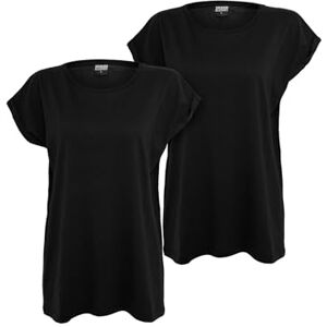 Urban Classics Damen Extended Shoulder Tee 2er Pack – Baumwoll T-Shirt mit überschnittenen Schultern, Loose Fit Basic für Alltag, Freizeit & Streetwear,Black+Black,4XL Urban Classics Damen Extended Shoulder Tee 2er Pack – Baumwoll T-Shirt mit überschnittenen Schultern, Loose Fit Basic für Alltag, Freizeit & Streetwear,Black+Black,4XL