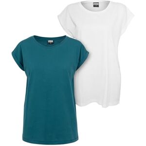 Urban Classics Damen Extended Shoulder Tee 2er Pack – Baumwoll T-Shirt mit überschnittenen Schultern, Loose Fit Basic für Alltag, Freizeit & Streetwear,Teal+White,M Urban Classics Damen Extended Shoulder Tee 2er Pack – Baumwoll T-Shirt mit überschnittenen Schultern, Loose Fit Basic für Alltag, Freizeit & Streetwear,Teal+White,M