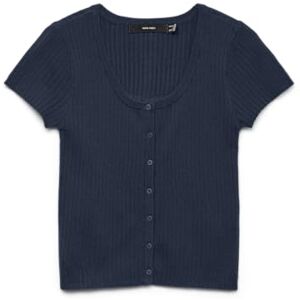 VERO MODA Vmgold Rib Ss U-Neck Button Top VERO MODA Vmgold Rib Ss U-Neck Button Top