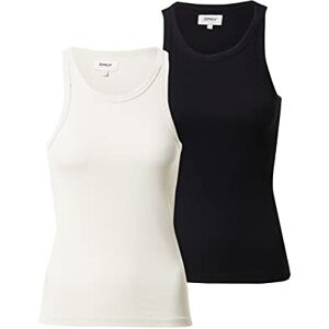 ONLY Damen Tanktop Enger Schnitt U-Ausschnitt T-Shirt 15239781,Black/Pack:2-Pack with Black/Pumice Stone,XS ONLY Damen Tanktop Enger Schnitt U-Ausschnitt T-Shirt 15239781,Black/Pack:2-Pack with Black/Pumice Stone,XS