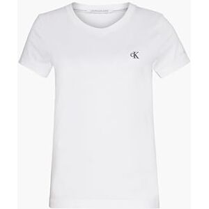 Calvin Klein Damen T-Shirt Kurzarm Ck Embroidery Rundhalsausschnitt, Weiß (Bright White), S Calvin Klein Damen T-Shirt Kurzarm Ck Embroidery Rundhalsausschnitt, Weiß (Bright White), S