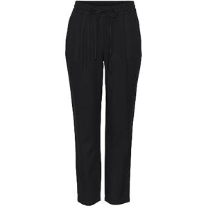 VERO MODA Damen Legere Leinen Stoffhose Casual Schlupfhose Lockere Ankle Pants, Farben:Schwarz, Größe:L VERO MODA Damen Legere Leinen Stoffhose Casual Schlupfhose Lockere Ankle Pants, Farben:Schwarz, Größe:L