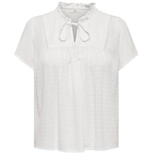JDY Damen Top Oberteil Rundhals V-Ausschnitt Bluse lockeres Shirt Schleifendetails, Farben:Weiß, Größe:42 JDY Damen Top Oberteil Rundhals V-Ausschnitt Bluse lockeres Shirt Schleifendetails, Farben:Weiß, Größe:42