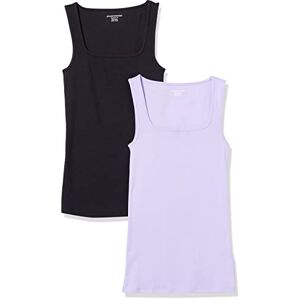 Amazon Essentials Damen Schmal Geschnittenes Tanktop Mit Quadratischem Ausschnitt, 2er-Pack, Schwarz/Lavendel, XS Amazon Essentials Damen Schmal Geschnittenes Tanktop Mit Quadratischem Ausschnitt, 2er-Pack, Schwarz/Lavendel, XS
