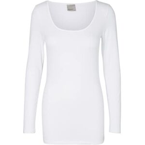 VERO MODA Damen Langarmshirt VMMAXI My LS Soft Long U Neck NOOS, Gr. 40 (Herstellergröße: L), Weiß (Bright White) VERO MODA Damen Langarmshirt VMMAXI My LS Soft Long U Neck NOOS, Gr. 40 (Herstellergröße: L), Weiß (Bright White)
