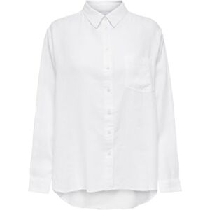 ONLY Damen Onltokyo L/S Linen Blend Shirt PNT Noos Langarmhemd Mit Normaler Passform Und Knopfverschluss 15259585,Weiß,M ONLY Damen Onltokyo L/S Linen Blend Shirt PNT Noos Langarmhemd Mit Normaler Passform Und Knopfverschluss 15259585,Weiß,M
