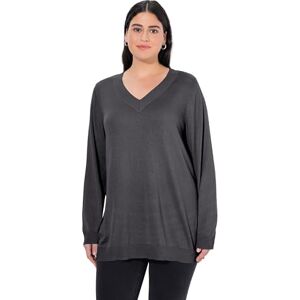 Ulla Popken Damen große Größen Übergrößen Plus Size Pullover, V-Ausschnitt, Langarm, weicher Feinstrick anthrazit Melange 54+ 791606121-54+ Ulla Popken Damen große Größen Übergrößen Plus Size Pullover, V-Ausschnitt, Langarm, weicher Feinstrick anthrazit Melange 54+ 791606121-54+