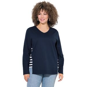 Ulla Popken Damen große Größen Übergrößen Plus Size Sweatshirt, Streifen, A-Linie, V-Ausschnitt, Langarm Marine 46+ 841168130-46+ Ulla Popken Damen große Größen Übergrößen Plus Size Sweatshirt, Streifen, A-Linie, V-Ausschnitt, Langarm Marine 46+ 841168130-46+