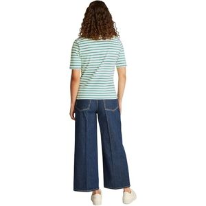 Tommy Hilfiger Damen Poloshirt Kurzarm Regular Fit, Mehrfarbig (Ecru/Radiant Green STP), L Tommy Hilfiger Damen Poloshirt Kurzarm Regular Fit, Mehrfarbig (Ecru/Radiant Green STP), L
