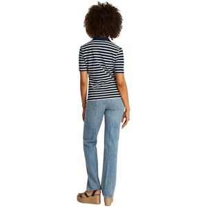 Tommy Hilfiger Damen Poloshirt Kurzarm Regular Fit, Mehrfarbig (Dark Night Navy/Ecru STP), L Tommy Hilfiger Damen Poloshirt Kurzarm Regular Fit, Mehrfarbig (Dark Night Navy/Ecru STP), L