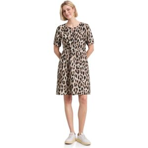 Street One Damen Knielanges Kleid mit Split Neck und Print Street One Damen Knielanges Kleid mit Split Neck und Print