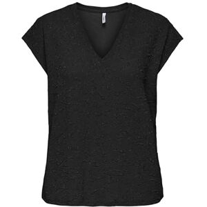 ONLY Damen Onlcarol S/S V-Neck Glitter Top Box JRS, Black, XS ONLY Damen Onlcarol S/S V-Neck Glitter Top Box JRS, Black, XS