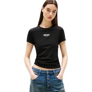 Tommy Jeans Damen Tjw Slim Essential Logo2 Tee EXT Dw0dw20913 S/S T-Shirt, Black (Black), L EU Tommy Jeans Damen Tjw Slim Essential Logo2 Tee EXT Dw0dw20913 S/S T-Shirt, Black (Black), L EU