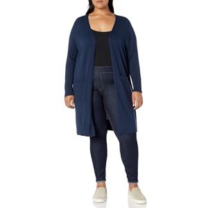 Amazon Essentials Damen Leichter, Länger Geschnittener, Langärmliger Cardigan-Pullover Mit Offener Vorderseite (In Übergröße Erhältlich), Marineblau, XL Amazon Essentials Damen Leichter, Länger Geschnittener, Langärmliger Cardigan-Pullover Mit Offener Vorderseite (In Übergröße Erhältlich), Marineblau, XL