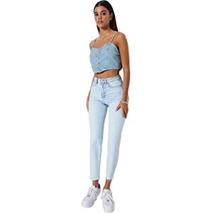 TRENDYOL Damen Woman High Waist Straight Leg Mom Jeans Jeans Täglich, Hellblau, 36 TRENDYOL Damen Woman High Waist Straight Leg Mom Jeans Jeans Täglich, Hellblau, 36
