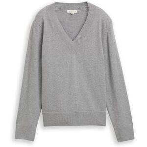 TOM TAILOR Damen 1049138 Strickpullover Mit V-Ausschnitt, 21373 Medium Silver Grey Melange, L EU TOM TAILOR Damen 1049138 Strickpullover Mit V-Ausschnitt, 21373 Medium Silver Grey Melange, L EU