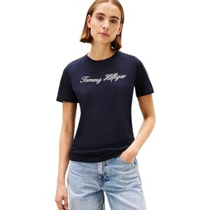 Tommy Hilfiger Damen T-Shirt Kurzarm Script Regular Rundhalsausschnitt, Blau (Nos Desert Sky), XL Tommy Hilfiger Damen T-Shirt Kurzarm Script Regular Rundhalsausschnitt, Blau (Nos Desert Sky), XL