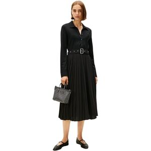 Tommy Hilfiger Damen Polokleid Interlock Mix Media mit Taillengürtel, Schwarz (Black), S Tommy Hilfiger Damen Polokleid Interlock Mix Media mit Taillengürtel, Schwarz (Black), S