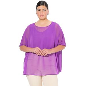 Ulla Popken Damen große Größen Übergrößen Plus Size Chiffonbluse, Oversized, Rundhals, Halbarm lila 50-56 825815824-2+ Ulla Popken Damen große Größen Übergrößen Plus Size Chiffonbluse, Oversized, Rundhals, Halbarm lila 50-56 825815824-2+
