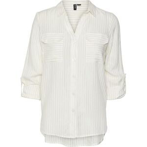 VERO MODA Damen Langarm Bluse Hemdbluse mit Glitzerfäden VMBumpy Glitter 10321777 Snow White Gold Lurex M VERO MODA Damen Langarm Bluse Hemdbluse mit Glitzerfäden VMBumpy Glitter 10321777 Snow White Gold Lurex M