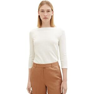 TOM TAILOR Damen Basic T-Shirt mit 3/4-Arm, 10315 Whisper White, M TOM TAILOR Damen Basic T-Shirt mit 3/4-Arm, 10315 Whisper White, M