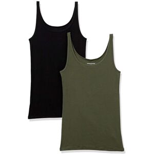 Amazon Essentials Damen Tanktop mit dünnen Trägern, schmale Passform, 2er-Pack, Schwarz/Olivgrün, X-Large Amazon Essentials Damen Tanktop mit dünnen Trägern, schmale Passform, 2er-Pack, Schwarz/Olivgrün, X-Large