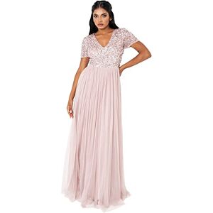 Maya Deluxe Damen Ballkleid Abendkleid V-Ausschnitt Maxi Länge Pailletten Kurze Ärmel für Hochzeit Geburtstag Brautjungfer Bridesmaid Dress,Frostiges Rosa, 48 Maya Deluxe Damen Ballkleid Abendkleid V-Ausschnitt Maxi Länge Pailletten Kurze Ärmel für Hochzeit Geburtstag Brautjungfer Bridesmaid Dress,Frostiges Rosa, 48