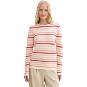 TOM TAILOR Damen 1016350 Strickpullover Aus Bio-Baumwolle, 37148 Peachy Knit Stripe Design, M EU TOM TAILOR Damen 1016350 Strickpullover Aus Bio-Baumwolle, 37148 Peachy Knit Stripe Design, M EU