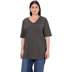 Ulla Popken Damen große Größen Übergrößen Plus Size T-Shirt, V-Ausschnitt, Relaxed, Halbarm Graphitgrau 46+ 515283110-46+ Ulla Popken Damen große Größen Übergrößen Plus Size T-Shirt, V-Ausschnitt, Relaxed, Halbarm Graphitgrau 46+ 515283110-46+
