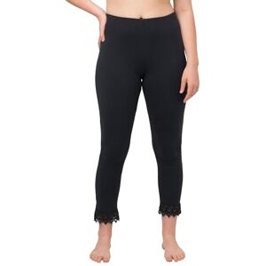 Ulla Popken Damen große Größen Übergrößen Plus Size 7/8-Leggings, Saumspitze, Biobaumwolle schwarz 46+ 747979100-46+ Ulla Popken Damen große Größen Übergrößen Plus Size 7/8-Leggings, Saumspitze, Biobaumwolle schwarz 46+ 747979100-46+