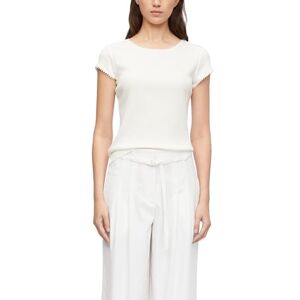 Comma Geripptes Rundhalsshirt mit Zierborte Comma Geripptes Rundhalsshirt mit Zierborte