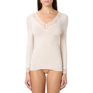 Golden Lady Light Cashmere Oberteil mit Ausschnitt aus Spitze, cremeweiß, S-M Golden Lady Light Cashmere Oberteil mit Ausschnitt aus Spitze, cremeweiß, S-M