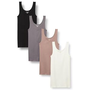 Amazon Essentials Damen Slim Fit Tank 4er Pack, Black/Dusted Pearl/Grey/White, Medium Amazon Essentials Damen Slim Fit Tank 4er Pack, Black/Dusted Pearl/Grey/White, Medium