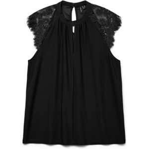 VERO MODA Damen Vmmilla Sl Lace Tee Ga Noos Top, Schwarz, S EU VERO MODA Damen Vmmilla Sl Lace Tee Ga Noos Top, Schwarz, S EU