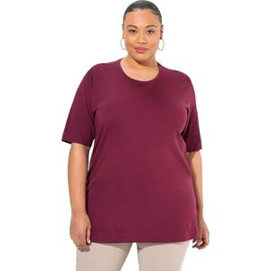 Ulla Popken Damen große Größen Übergrößen bis 72, Basic T-Shirt, Oberteil, Regular Fit, Rundhalsausschnitt, Halbarm, dunkle Beere 50+ 486910544-50+ Ulla Popken Damen große Größen Übergrößen bis 72, Basic T-Shirt, Oberteil, Regular Fit, Rundhalsausschnitt, Halbarm, dunkle Beere 50+ 486910544-50+