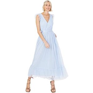 Anaya with Love Damen Ladies Maxi Dress For Women V Neckline Sleeveless Frilly Wedding Guest Bridesmaid Prom Long High Empire Waist Tiered Kleid, Light Blue, 44 EU Anaya with Love Damen Ladies Maxi Dress For Women V Neckline Sleeveless Frilly Wedding Guest Bridesmaid Prom Long High Empire Waist Tiered Kleid, Light Blue, 44 EU