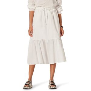 Amazon Essentials Damen Mid-Rise A-Linie Gestufter Midirock aus Baumwollsatin (Oberteil separat erhältlich), Weiß, Größe L Amazon Essentials Damen Mid-Rise A-Linie Gestufter Midirock aus Baumwollsatin (Oberteil separat erhältlich), Weiß, Größe L