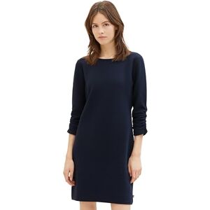 TOM TAILOR Denim Damen Basic Kleid mit Raffarm, 10668 Sky Captain Blue, S TOM TAILOR Denim Damen Basic Kleid mit Raffarm, 10668 Sky Captain Blue, S