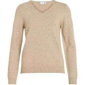Vila Damen Viril L/S V-Neck Knit Top Pullover, Natural Melange, M EU Vila Damen Viril L/S V-Neck Knit Top Pullover, Natural Melange, M EU