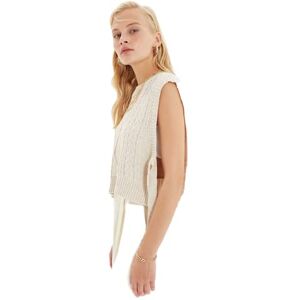 TRENDYOL Damen Crew Neck Plain Regular Vest Sweater, Stein, S EU TRENDYOL Damen Crew Neck Plain Regular Vest Sweater, Stein, S EU