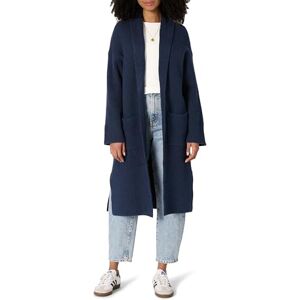 Amazon Essentials Damen Strickmantel Lang aus Baumwollmischgewebe in Übergröße, mit strukturierter Naht, Marineblau, XXS Amazon Essentials Damen Strickmantel Lang aus Baumwollmischgewebe in Übergröße, mit strukturierter Naht, Marineblau, XXS