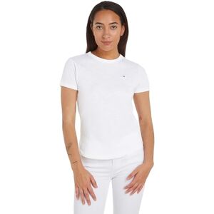 Tommy Hilfiger Damen T-Shirt Kurzarm 1985 Slub Slim Fit, Weiß (Th Optic White), S Tommy Hilfiger Damen T-Shirt Kurzarm 1985 Slub Slim Fit, Weiß (Th Optic White), S
