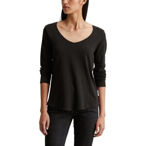 Marc O' Polo Denim Damen Langarmshirt aus Bio-Baumwolle mit V-Ausschnitt, Schwarz (Black), S Marc O' Polo Denim Damen Langarmshirt aus Bio-Baumwolle mit V-Ausschnitt, Schwarz (Black), S